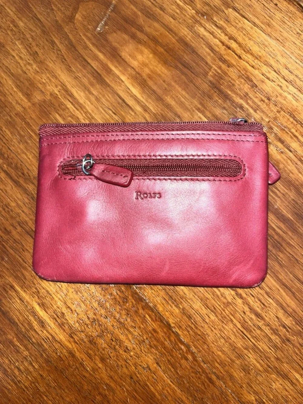 Rolfs Essential Mini Wallet Genuine Leather ID case & coin purse Red